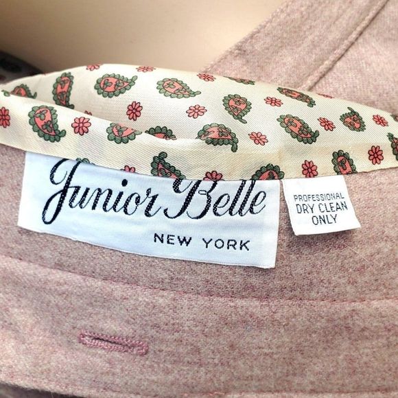 Vintage Pink Skirt Suit 70s Wool Office Wear M 8 10 Junior Belle - Picture 12 of 16